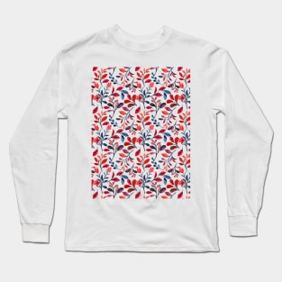 Watercolour Leaf Pattern Long Sleeve T-Shirt